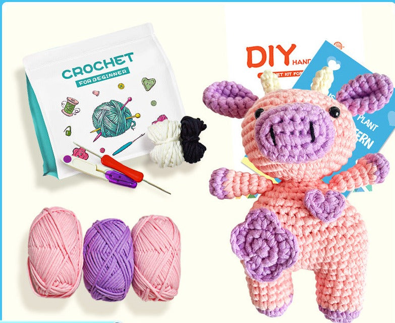 Crochet Kit for a Cute Amigurumi Animal Toy Flora the Friesian Cow DIY  Kit/crafting Kit/starter Pack 